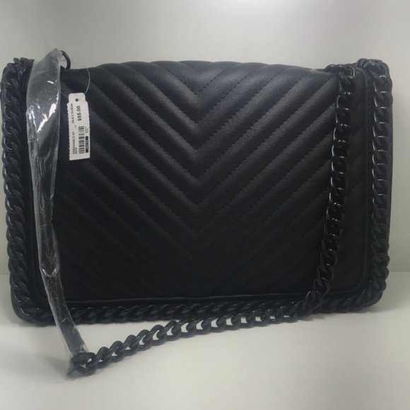 BNWT Aldo Faux Leather Crossbody with metal chain belt Black - Picture 7 of 8